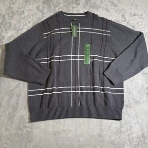 NWT Vintage David Taylor Sweater Men's XL Grid Grey Thick Pullover